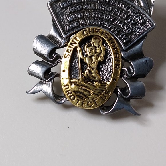 Camco Saint Christopher Protect Us Metal Auto Visor Clip - Picture 4 of 14